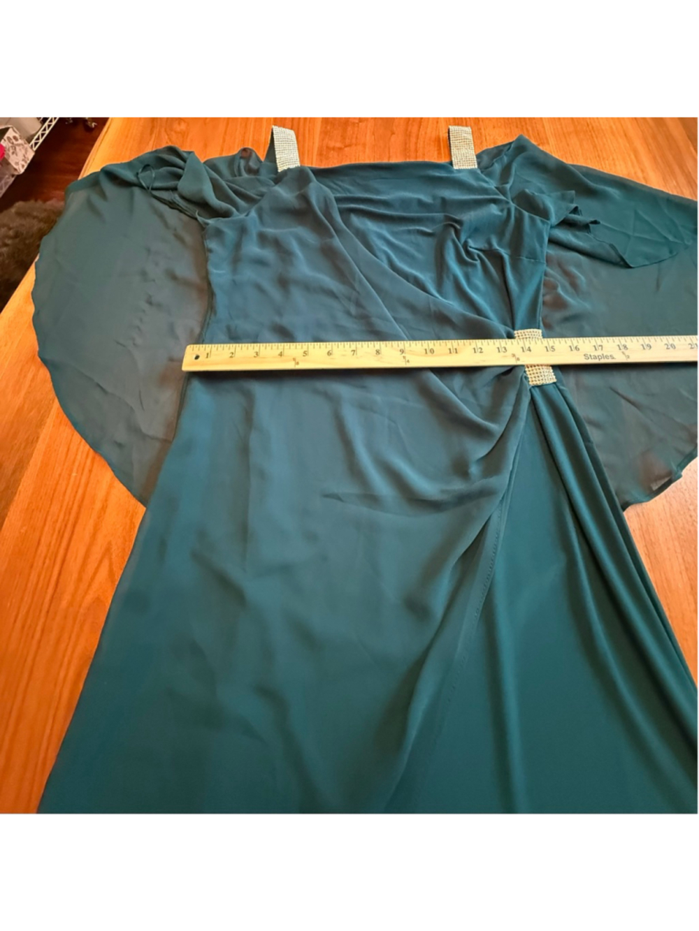 MSK Teal Mini Dress with Rhinestone Straps & Waist, Size M NWT - Picture 11 of 12